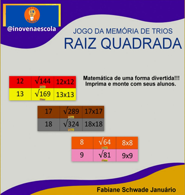 Capa jogo matemática Raiz Quadrada