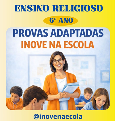 Capa Prova adaptada Ensino Religioso 6º ano
